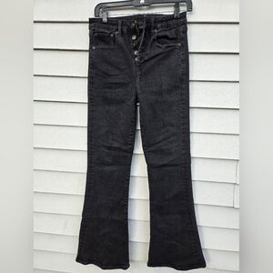 American Eagle Outfitters Black Flare Jeans Sz 4 Regular Wide Leg
